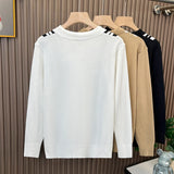 British Retro Men's Knitted Polo Shirt Light Luxury Patchwork Slim-fit Short Sleeve T-shirts Leisure Business  V-neck Tops M-3XL