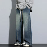 New Fashion Patchwork Men's Jeans Baggy Straight Elastic Waist Denim Pants Classic High Street Hip Hop Vintage Male Trousers