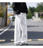 Jeans Mens Classic Straight Leg Jeans White Tie Dye Denim Pants Unisex Fashion Casual Trousers Streetwear Hip Hop Style Washed