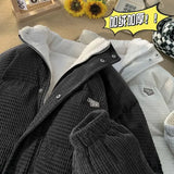 Korean style high street Harajuku men and women winter new retro loose casual couple thick corduroy trendy personalized top y2k