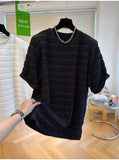 Light Luxury High-end Niche Texture T-shirt Men's Summer Handsome Short-sleeved Loose Fashionable Casual Bubble Yarn Top Chic