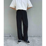 Grey Black Suit Pants Men Fashion Social Mens Dress Pants Korean Loose Straight Wide Leg Pants Mens Office Formal Trousers M-2XL