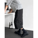 Summer Casual Pants Men Retro Pocket Wide Leg Pants Men Japanese Streetwear Hip-hop Loose Cargo Pants Man Cropped Trousers