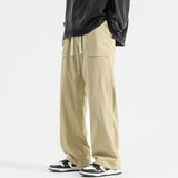 New American Casual Pants Men Loose Straight Leg Trendy Versatile Trousers 5XL Elastic Waist Drawstring Clean Fit Streetwear