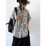 Japanese Retro Blouse Loose Ethnic Short-sleeved Shirt Men Women Korean Summer Fashion High-end College Style Versatile Shirt