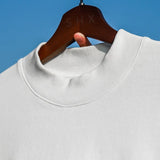 American Classical Small Neck T-shirt 300g Heavy 100% Cotton Short Sleeve T-shirt Men's Summer Leisure Loose Basic Top Tees