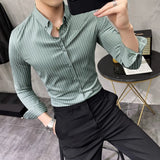 Striped Shirt Mens Spring New British Style Business Casual Long Sleeve Iron-Free Anti-Wrinkle Dress Shirt Mens Clothing