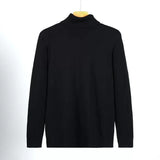 New Korean Fashion Men Sweater Light Luxury Trendy Turtleneck Knit Solid Color Pullover Leisure Retro Long Sleeve Basic Knitwear