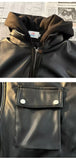 Autumn and winter street style American men and women trendy personalized fake couple loose PU leather jacket casual top y2k