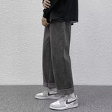 Men Straight-leg Men Jeans Male Baggy Streetwear Wide Leg Denim Pants Hip Hop Style Washed Jeans with Pockets Classic Straight