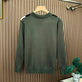 British Retro Men's Knitted Polo Shirt Light Luxury Patchwork Slim-fit Long Sleeve T-shirts Autumn Leisure Business Tops M-3XL