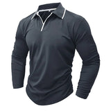 Spring Autumn New Fashion Turn-down Colla Long Sleeve Solid Polo Shirts Men's Clothing Casual Loose Button Korean Simplicity Top