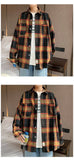 Autumn Oversized Long Sleeved Shirt Men Fashion Retro Plaid Shirt Men Streetwear Korean Loose Casual Shirts Mens Large Size 5XL