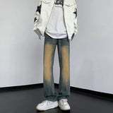 Fashion wide leg jeans Men trend Casual Pantsbell-bottoms unisex washed Jeans Skinny Work Trousers Male Jeans Men Clothing