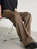 Men Casual Solid Pants Straight Drawstring Thin Breathable Advanced Fashion Shopper Chic Korean Style High Street Comfortable