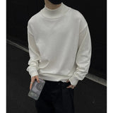 Men's Light Luxury Knit Mock Neck Sweater Autumn Winter Fashion Korean Long Sleeve Streetwear Leisure All-match Knitwear
