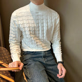 New Luxury Jacquard Men Sweater  Casual British Style Slim-fit Knitted Long Sleeve Pullover Fashion Leisure Basic Knitwear M-3XL