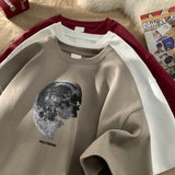 Men's T-shirts Oversized 5XL Cotton T Shirt White for Men Casual Summer Wear Planet Print Tee Shirts Men Clothing Big Size