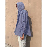 Spring Long Sleeved Shirt Men Oversized Blue Casual Shirt Mens Streetwear Korean Loose Hooded Shirt Man Fashion Shirts M-2XL