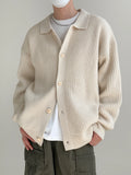 Knitted Cardigan Men Simple Lazy Style All-match Warm Lapel Sweaters Casual Design Ulzzang Handsome Soft Outwear High Street Ins