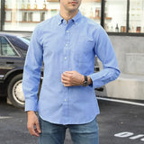 Spring Autumn Men's Casual Business Shirt Oxford Fabric Solid Color Fashion Shirts Single Breasted Simple Style Trendy Button Up