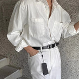 New Men Luxury Korean Style Shirts Casual Long Sleeve Drapped Solid Color Button-down Cardigan Fashion Business Leisure Blouse