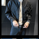 Autumn KPOP Fashion Style Harajuku Slim Fit Tops Loose All Match Casual Outerwear Stand Collar Pockets Zipper Long Sleeve Jacket