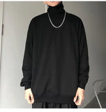 Turtle Neck Long Sleeve T-shirts Men Plus Velvet Warm Basic Solid Korean Style Loose CouplesTops Mens Clothes Streetwear Ins