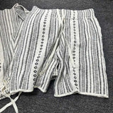 Vintage Knitted Shorts Male Striped Retro Pants Drawstring Half Pants Fabric Heavy Drooping Trendy  Capris Pants