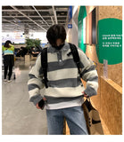 New Fashion Striped Men Polo Sweater Light Luxury Korean Popular Knitwear Premium Quality Long Sleeve Pullover Trendy Streetwear