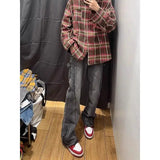 New American Men and Women Trendy Personalized Straight Tube Washed Jeans Couple Spring and Autumn Retro Casual Pants y2k
