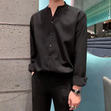 Long Sleeve Shirts for Men Simple Loose Mature Smart Casual Ulzzang Handsome Fashion All-match Harajuku Classic Daily Рубашки