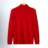 New Korean Fashion Men Sweater Light Luxury Trendy Turtleneck Knit Solid Color Pullover Leisure Retro Long Sleeve Basic Knitwear