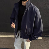 Men's Military Green Flight Jacket Spring Cleanfit American Fashion Cropped Baseball Coats Loose Stand-up Collar Outerwear M-3XL