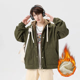 New Padded Jacket Men Winter Baseball Hoodie Wool Liner Jacket Men Hipster Workwear Street HipHop Top Fake Two Piece Casual