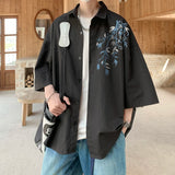Men's Oversized Shirts Bamboo Print Mens Blouse White Fashion 5XL Oversize Shirt Casual Wear Summer for Men New Clothing