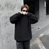 Autumn Winter Hooded Solid Color Sweater Men Loose Casual Oversize Mens Knitted Lazy Sweatshirt Unisex Casual Pullover 2XL-M