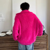 Korean Style Men's Knitting Tops Turn-down Collar Zipper Design Solid Color Casual Sweaters Loose Male Pullovers New