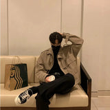 Spring and Autumn Tooling Jacket Men's Korean Style Trendy Fake Two-piece Japanese Retro Casual Jacket Coat Bomber Jackets