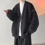 Autumn Cardigan Men Cozy Harajuku High Street Chic V-neck All-match Unisex Couples Knitwear Fashion Korean Style College Retro
