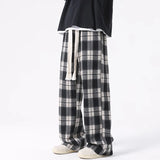 Told Tale Plus Size Spring Casual Plaid Pants Men Wide Leg Couple Straight Pantalones Harajuku Mopping Oversize 8XL 7XL