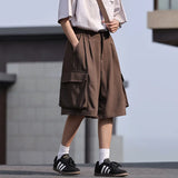 Shorts Men Summer Pockets Breathable Vintage Japanese Style Fashion All-match Handsome Youthful Classic Chic Streetwear Students