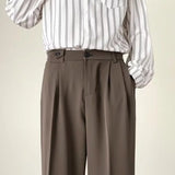 Brown Black Suit Pants Men Fashion Social Mens Dress Pants Korean Loose Straight Wide Leg Pants Mens Office Formal Trousers