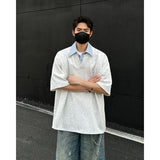 Summer Short Sleeved T-shirt Men Fashion Casual Lapel T Shirt Men Streetwear Korean Loose Pullover T Shirt Mens Clothing