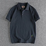 Simple Cartoon Embroidery Polo Shirt Large Size American Retro Casual Lapel Half Button Shirt Summer Youth Short-sleeved Top