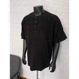2025 New Summer Men and Women Trendy Personalized Waffle Short Sleeve Couple Loose Retro Harajuku Casual T-shirt Top harajuku