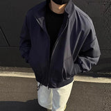 Men's Military Green Flight Jacket Spring Cleanfit American Fashion Cropped Baseball Coats Loose Stand-up Collar Outerwear M-3XL