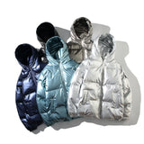 Winter Solid Color Parka Men Thick Hooded Jacket  New Warm Harajuku Coat Male Casual Zipper Jackets Windproof Outwear