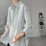 Summer Striped Long-sleeved Shirt Men Fashion Mens Thin Sun-proof Clothing Korean Loose Casual Shirts Mens Streetwear Tops