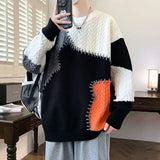 American street style men and women trendy personalized round neck sweater couple winter high street loose retro casual knitted